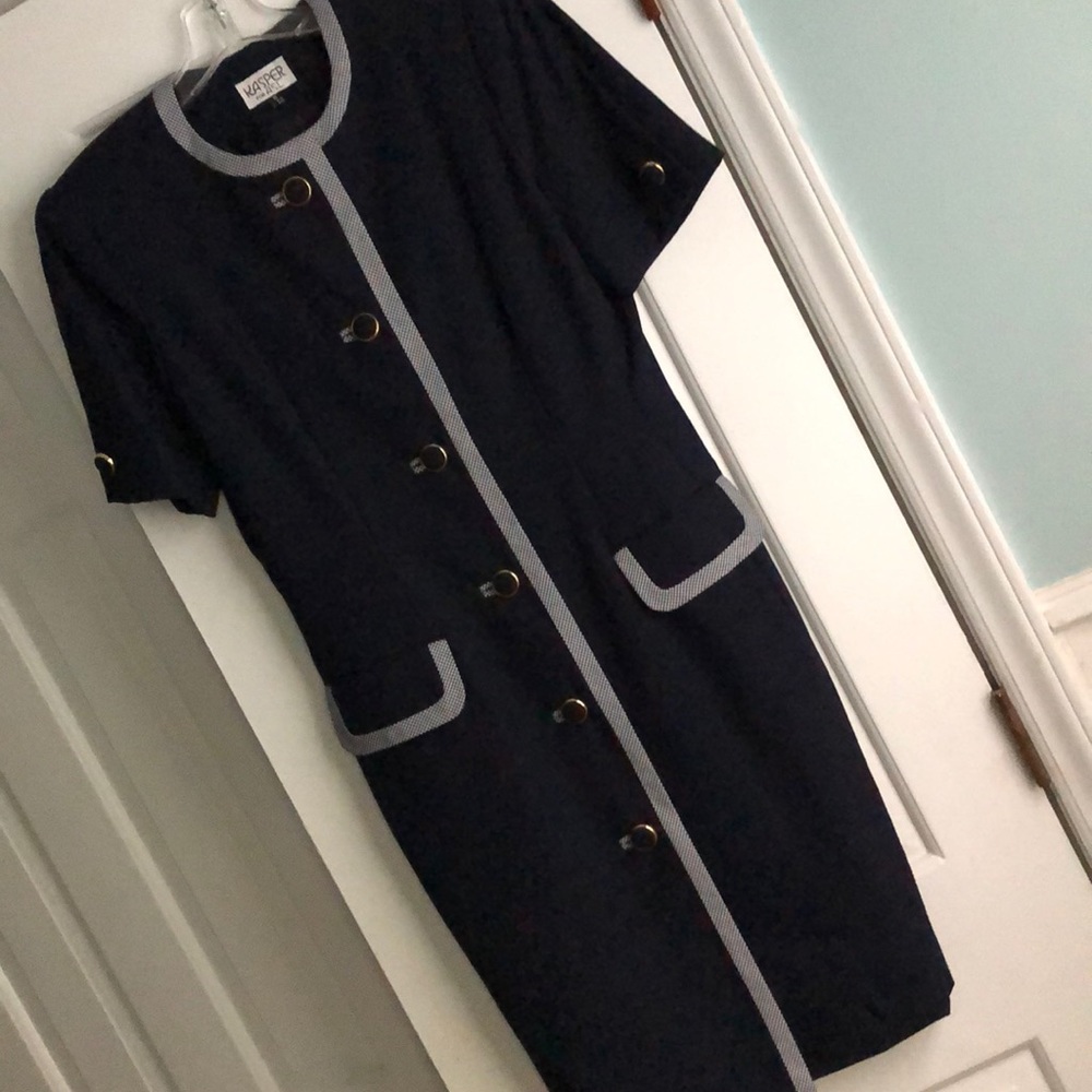 Navy and white dress